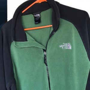 Medium Green and black north face jacket
